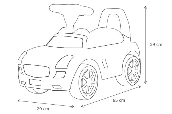 Abmessung Rutschauto Mercedes Benz.