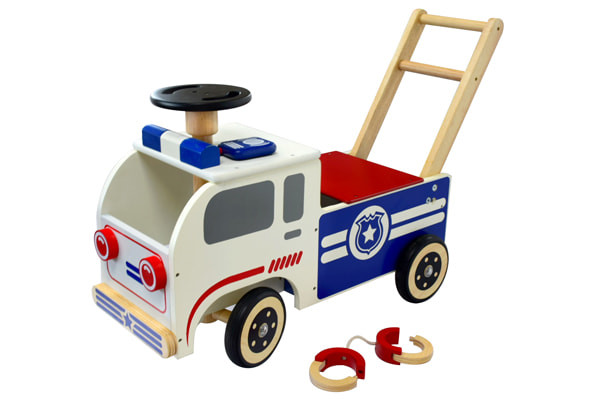 Polizeiauto aus Holz, Rutschauto.