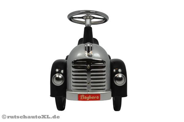 Robustes Rutschauto aus Metall, mit Retro Kühlergrill.