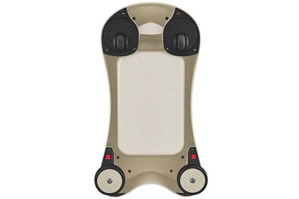 Laufmodus: eingeklappte Hinterräder für mehr Widerstand