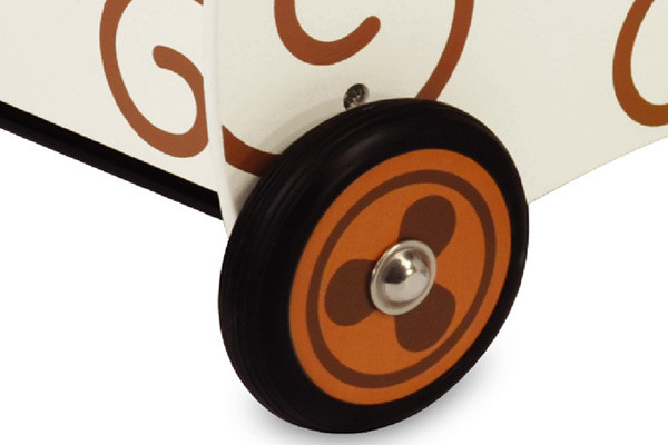 Mit gummierten Rädern, kratzfrei auf Holzfußböden.