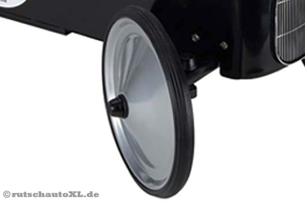 Gummierte Räder, für drinnen und draußen geeignet.