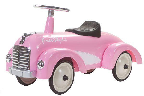 Das Rutschauto Jessica mit Silber Lenkrad und Kunststoff Sitz.