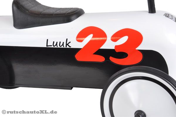 Schwarzes Stickerset passend zum Rutschauto Max.